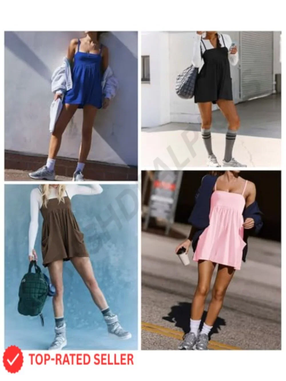 Women's Athletic Romper with Pockets Spaghetti Strap Shorts